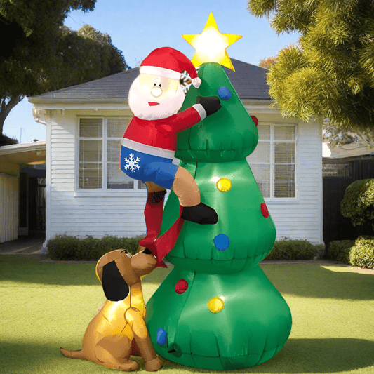 Santa with Dog and Tree Inflatable - 180cm