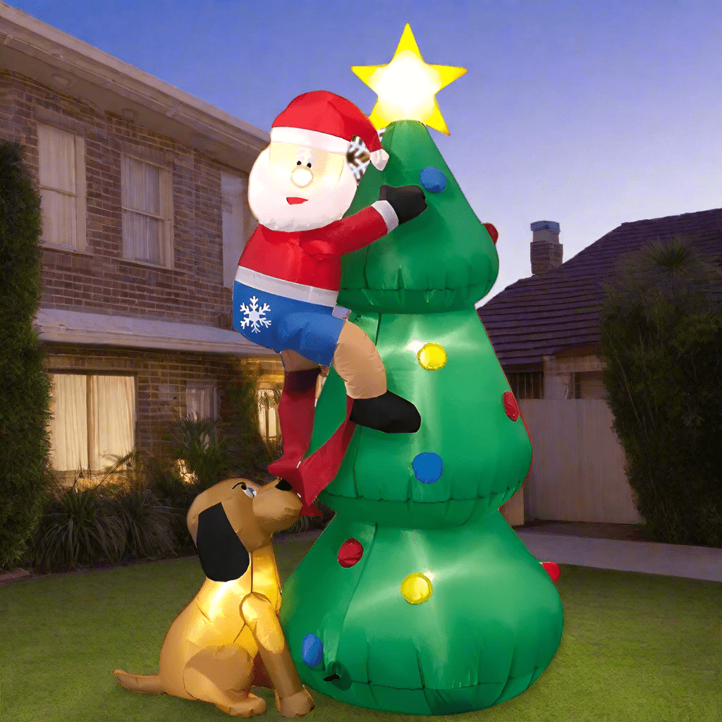 Santa with Dog and Tree Inflatable - 180cm
