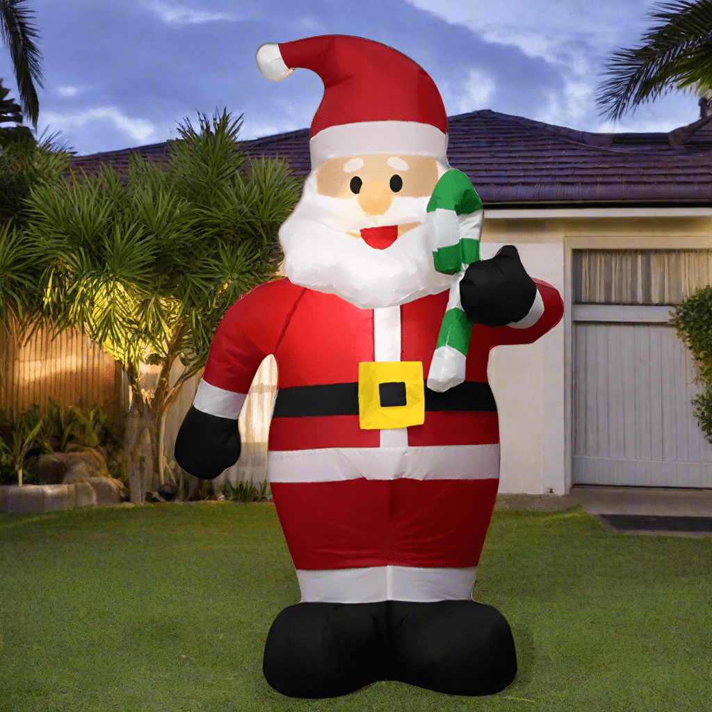 Santa with Little Candy Cane Inflatable - 120cm