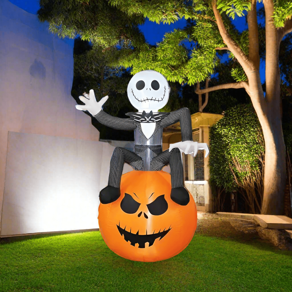 Skeleton sitting on Pumpkin Inflatable - 180cm