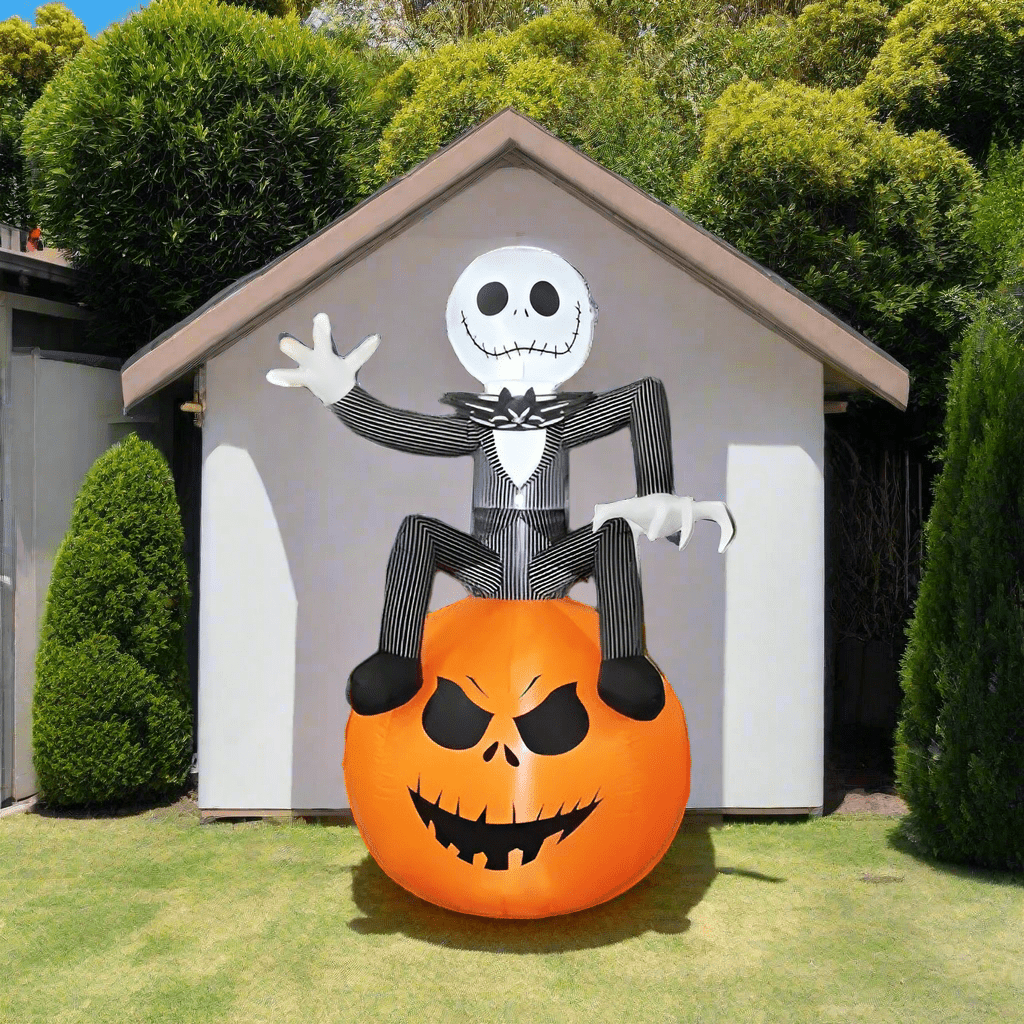 Skeleton sitting on Pumpkin Inflatable - 180cm