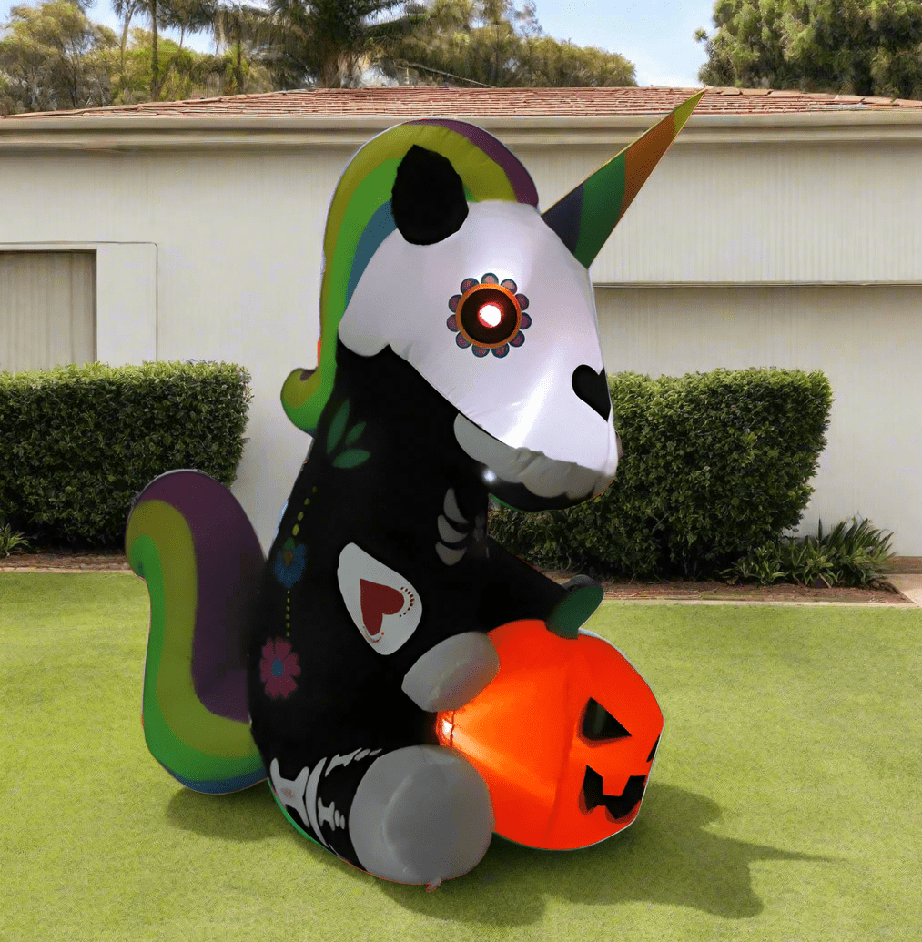 Skeleton Unicorn with Pumpkin - 150cm