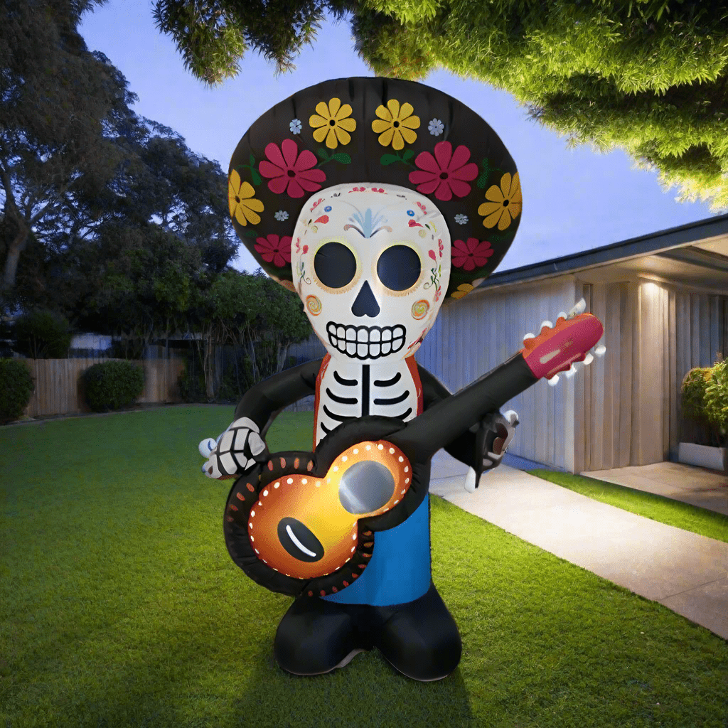 Skeleton with Sombrero and Guitar Inflatable - 180cm