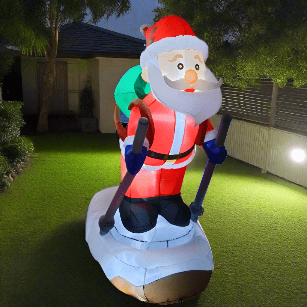 Skiing Santa with Gift Bag Inflatable - 180cm