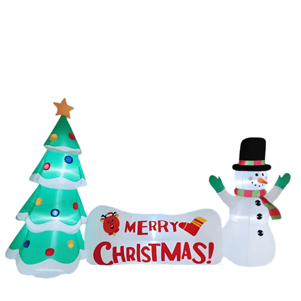 Snowman with Merry Christmas Tree Scene Inflatable - 300cm