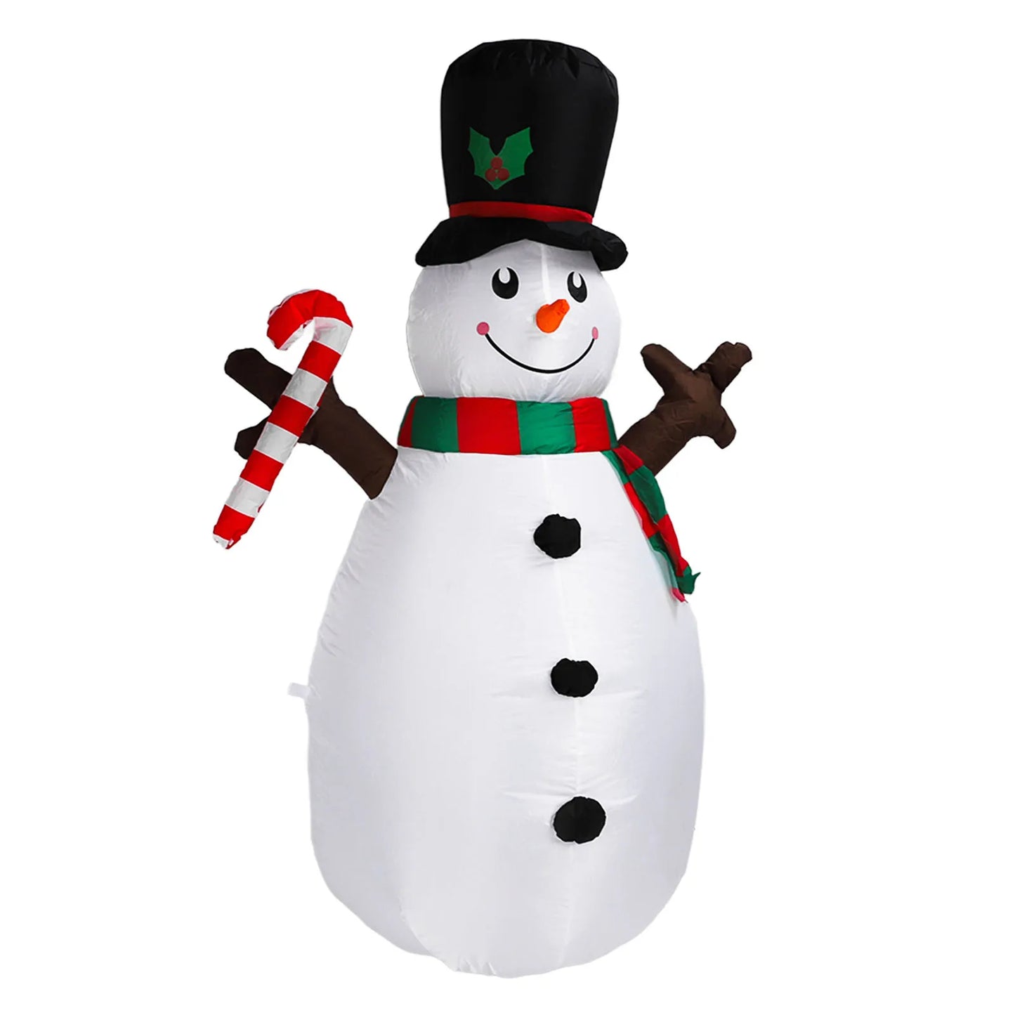 Snowman with Traditional Candy Cane Inflatable - 160cm