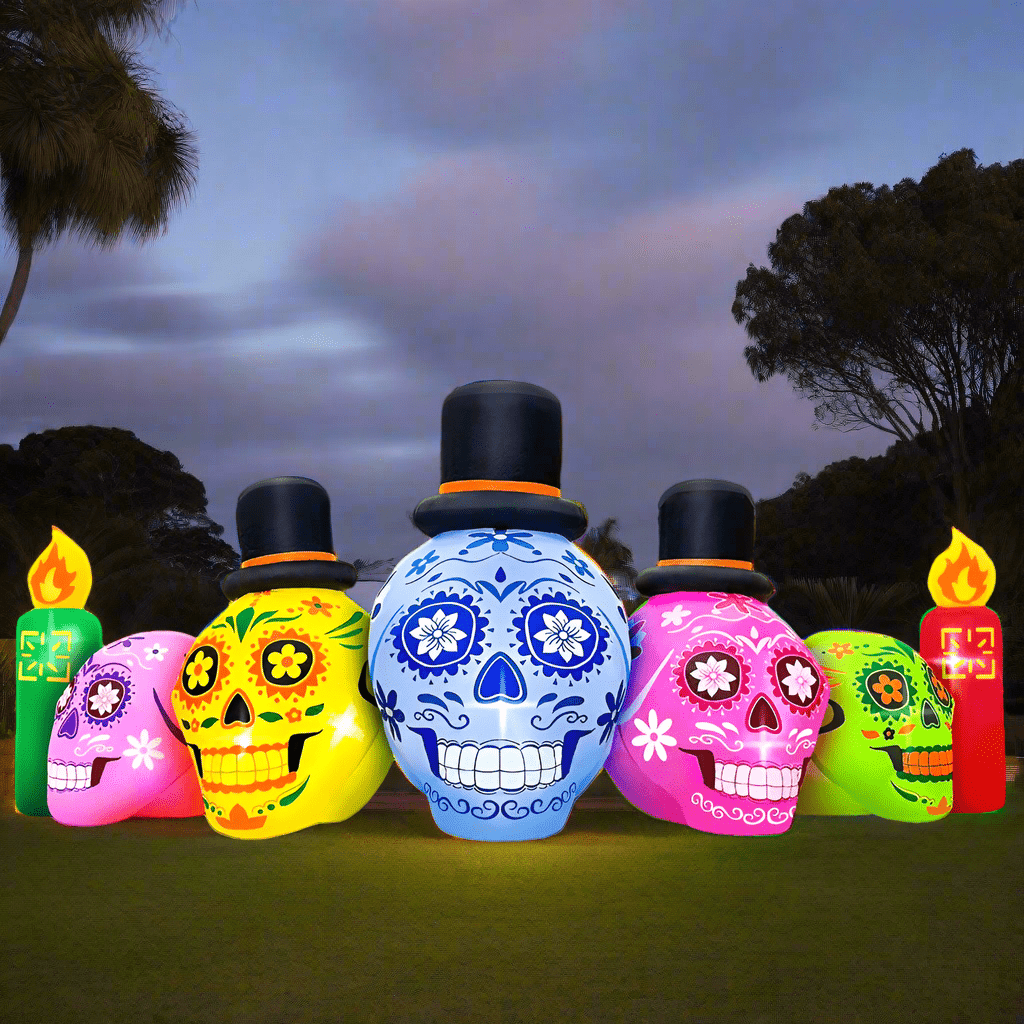 Spooky Skeleton Faces Inflatable - 210cm