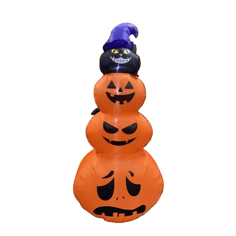 Stacked Halloween Pumpkins & Cat Inflatable - 230cm