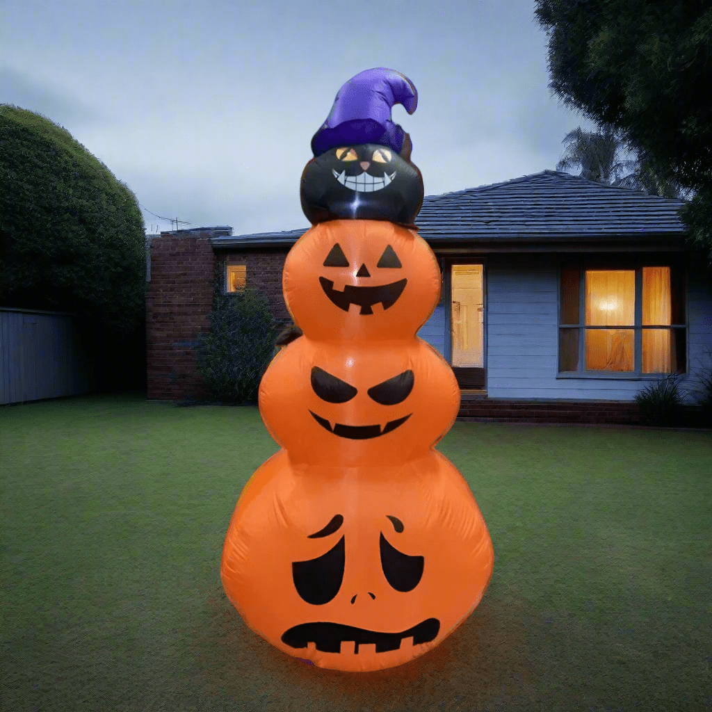 Stacked Halloween Pumpkins & Cat Inflatable - 230cm