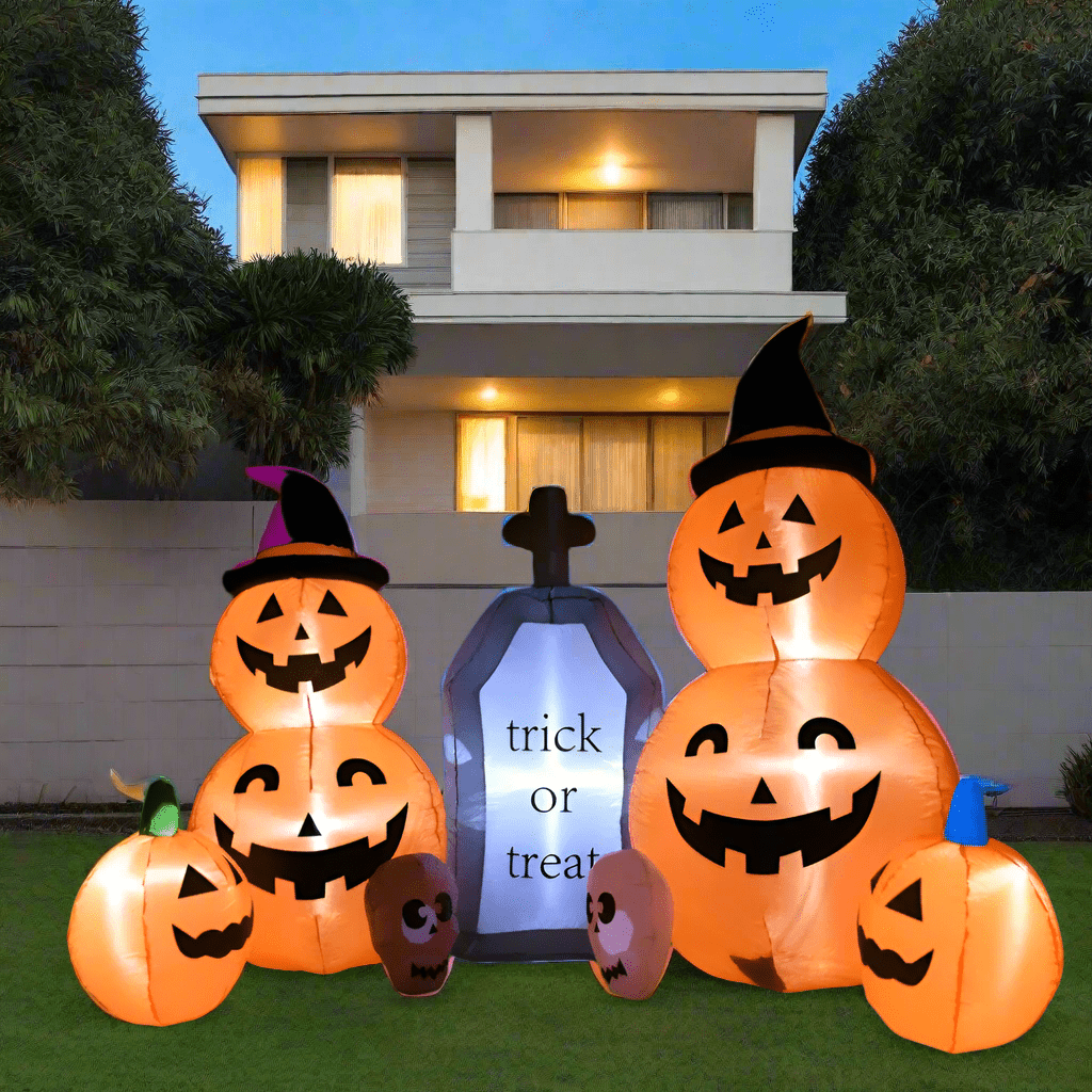 Stacked Pumpkins & Tombstone Graveyard Scene Inflatable - 160cm
