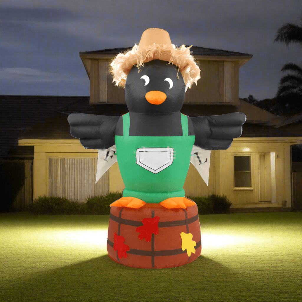 Thanksgiving Crow with Hat on Barrel Inflatable - 180cm