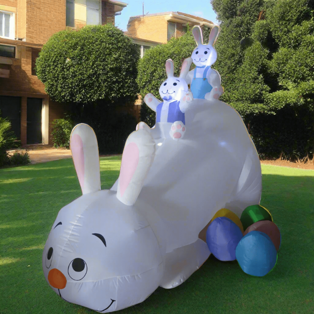 Three Easter Bunnies Sliding with Eggs Inflatable - 310cm