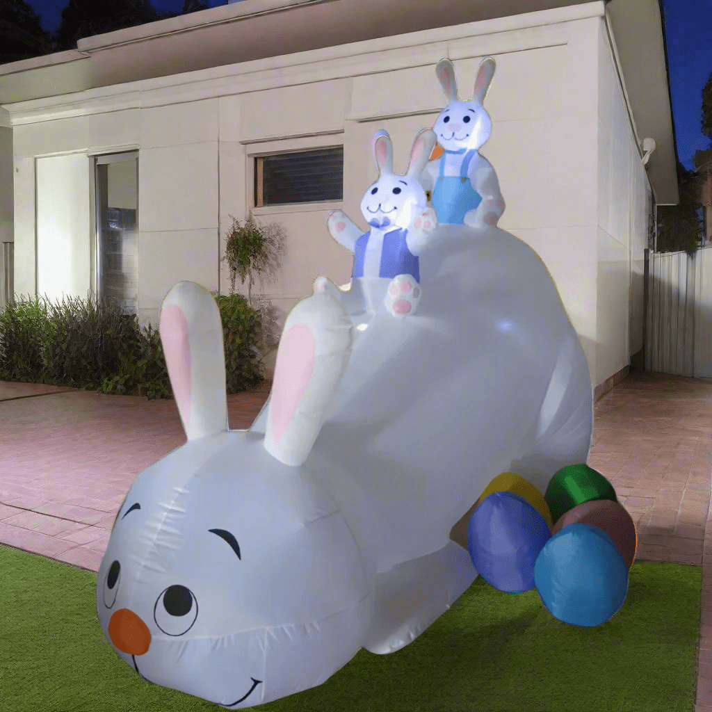 Three Easter Bunnies Sliding with Eggs Inflatable - 310cm