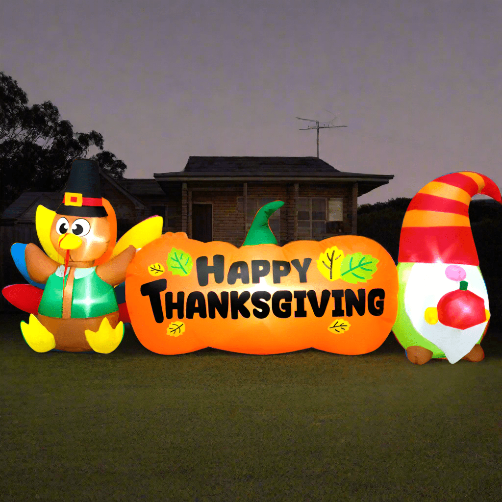 Turkey, Gnome and Thanksgiving Pumpkin Inflatable - 240cm