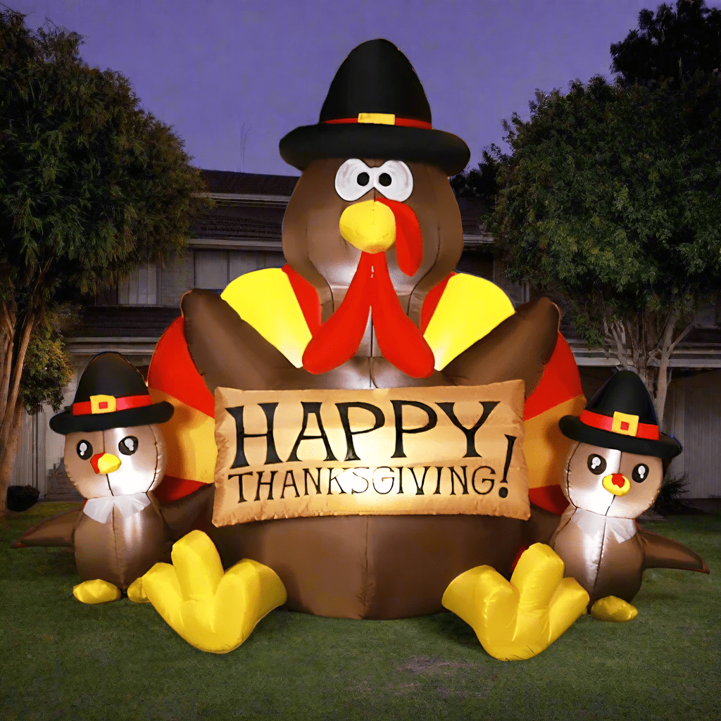 Turkey Trio with Happy Thanksgiving Inflatable - 140cm