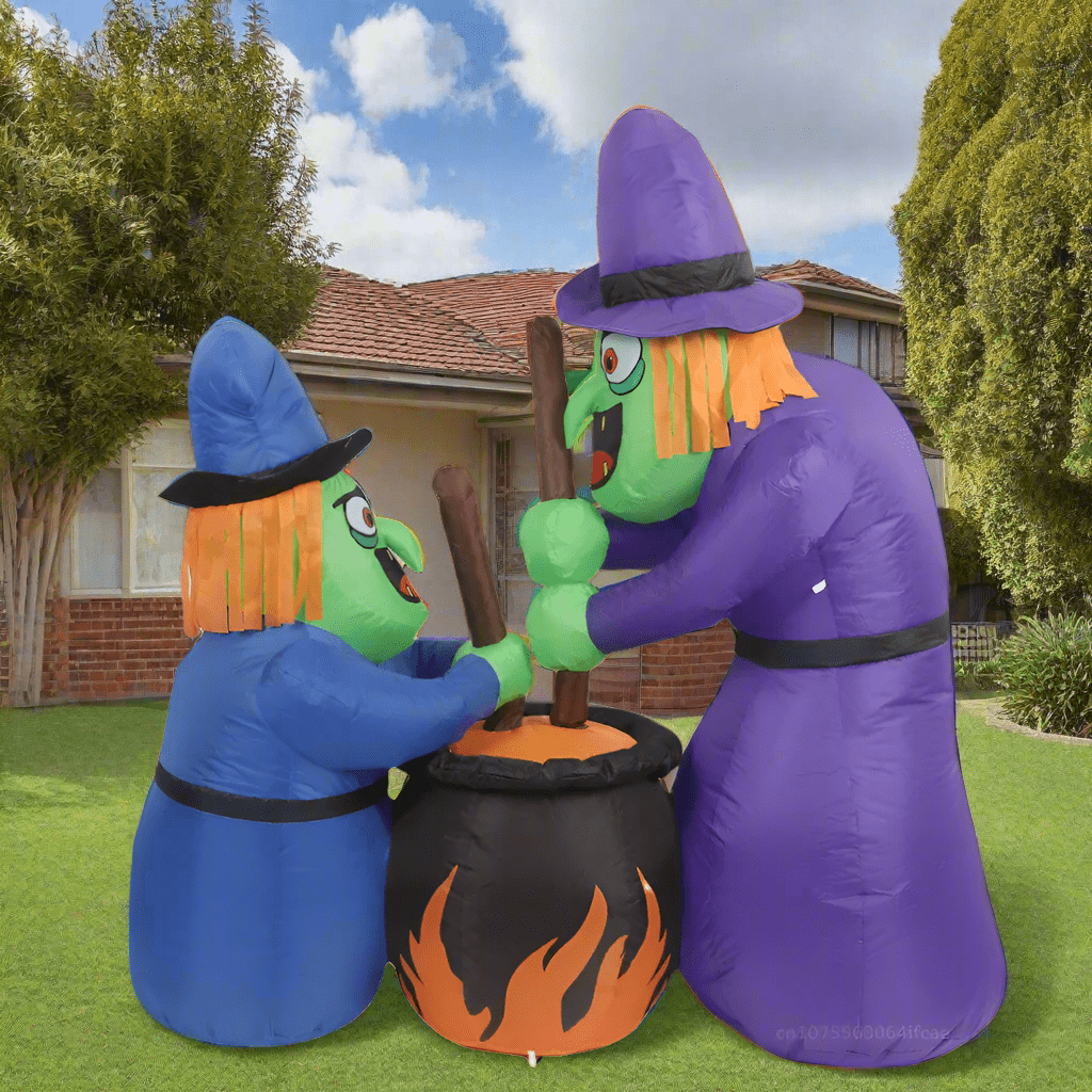 Two Old Witches with Cauldron of Spells Inflatable - 150cm