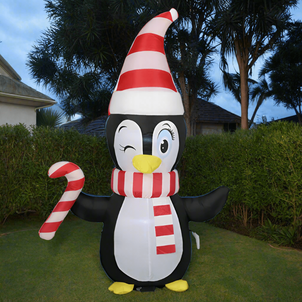 Winking Penguin with Candy Cane Inflatable - 150cm