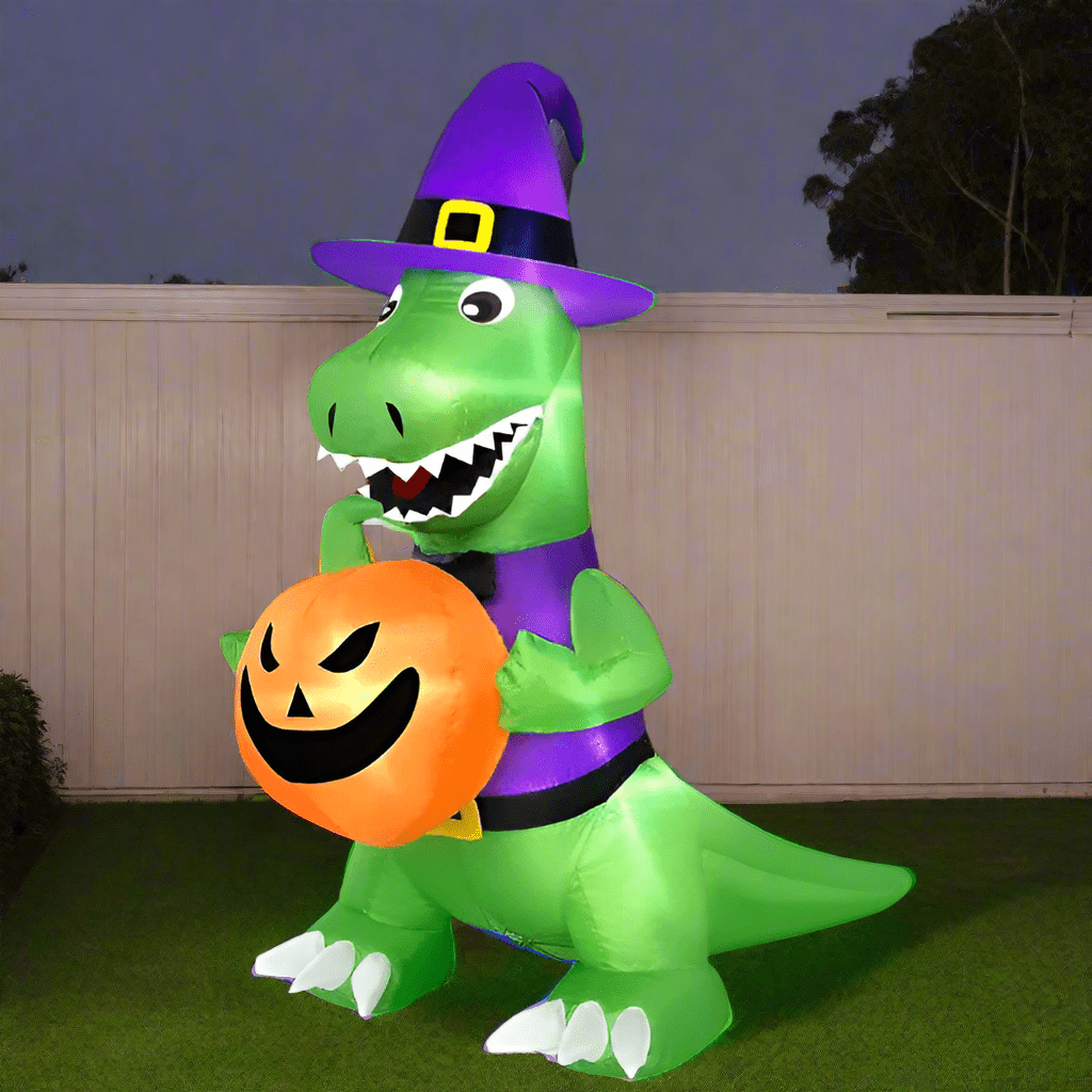 Witch Dinosaur with Pumpkin Inflatable - 180cm