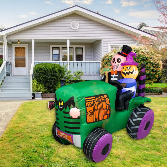 165cm Halloween Inflatable Ghost Tractor with Lights