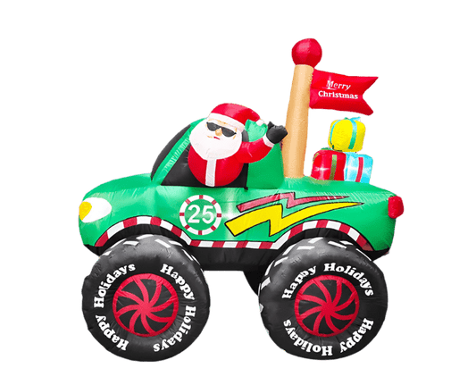 Santa in Monster Truck with Presents Inflatable - 180cm