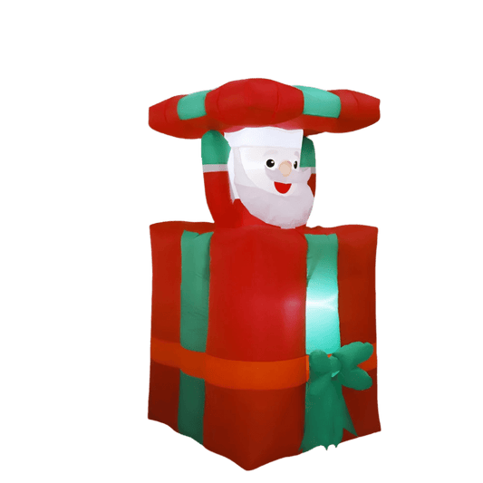 Animated Santa in Gift Box Inflatable with LEDs - 150cm