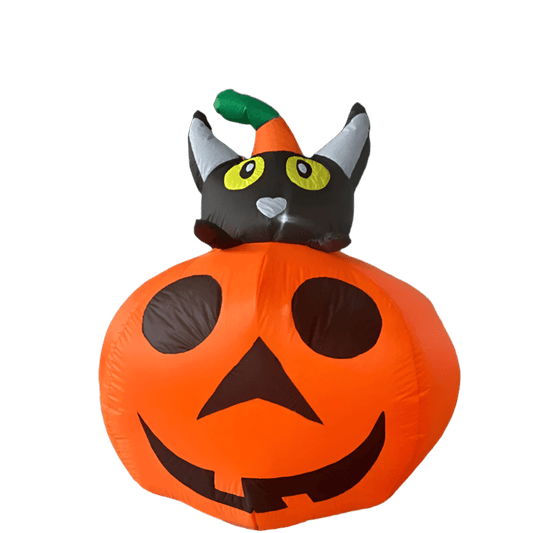 Black Cat on Pumpkin Jack - o' - Lantern - 130cm