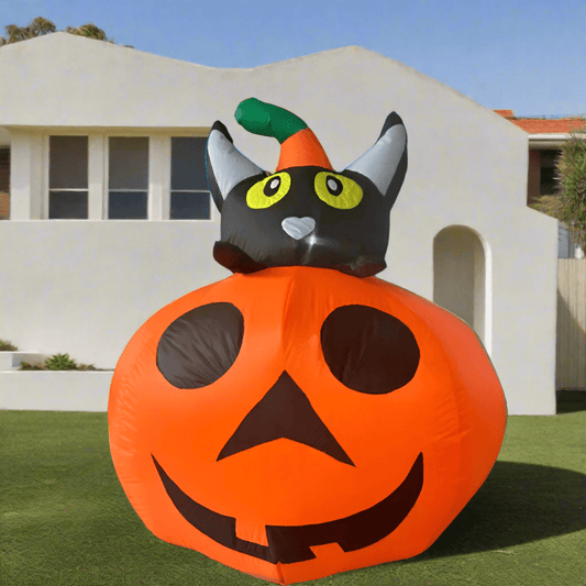 Black Cat on Pumpkin Jack - o' - Lantern - 130cm