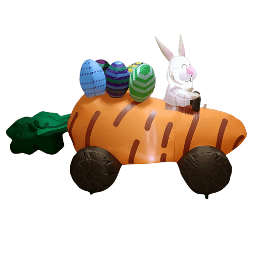 Bunny in Carrot Car with Easter Eggs Inflatable - 180cm