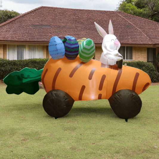 Bunny in Carrot Car with Easter Eggs Inflatable - 180cm