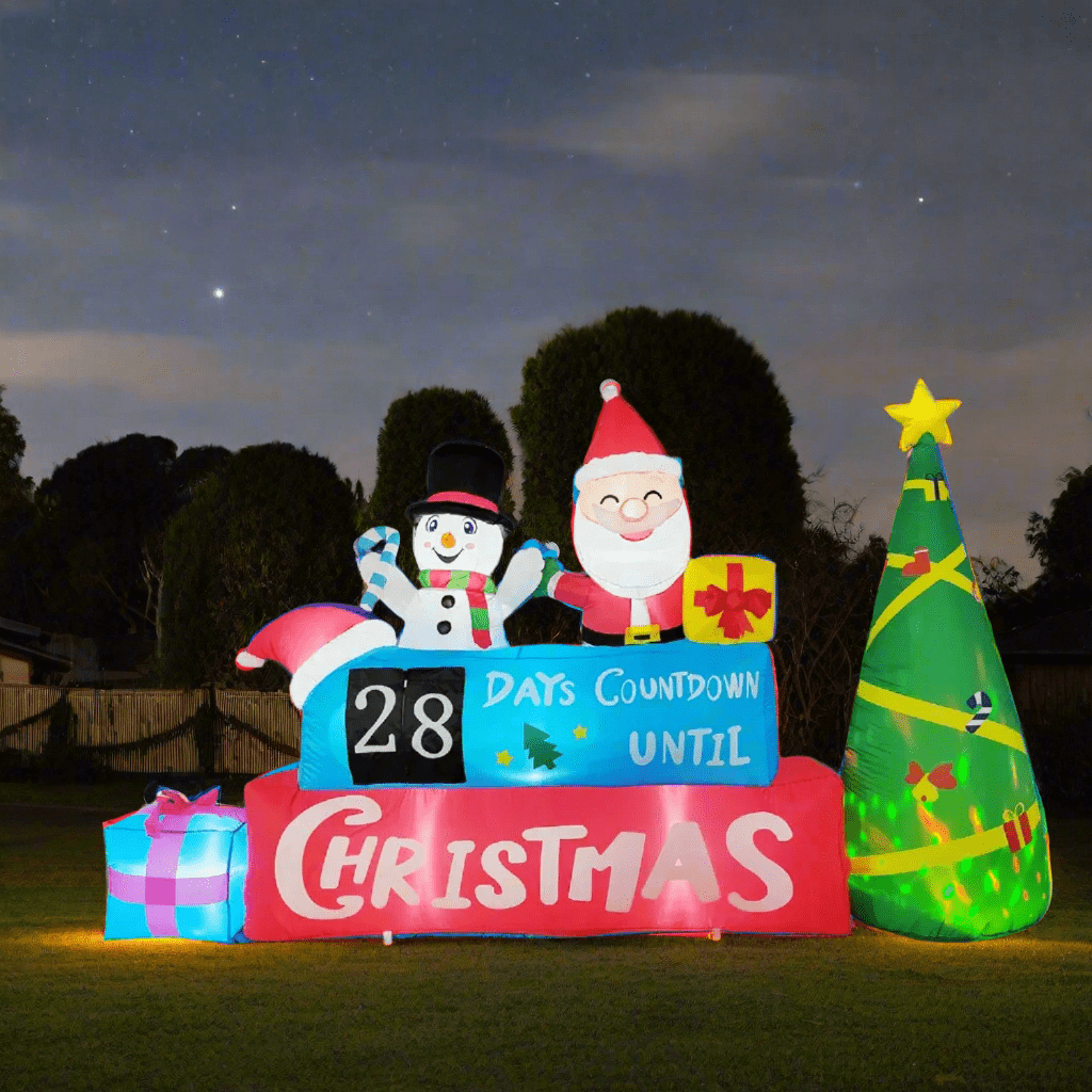 Christmas Countdown Santa, Snowman and Tree Inflatable - 260cm