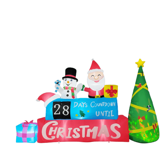 Christmas Countdown Santa, Snowman and Tree Inflatable - 260cm