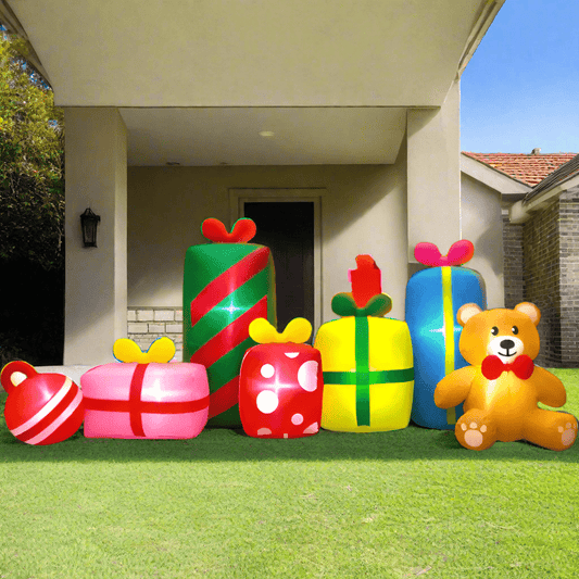 Christmas Gift Stack with Teddy Bear Inflatable - 300cm