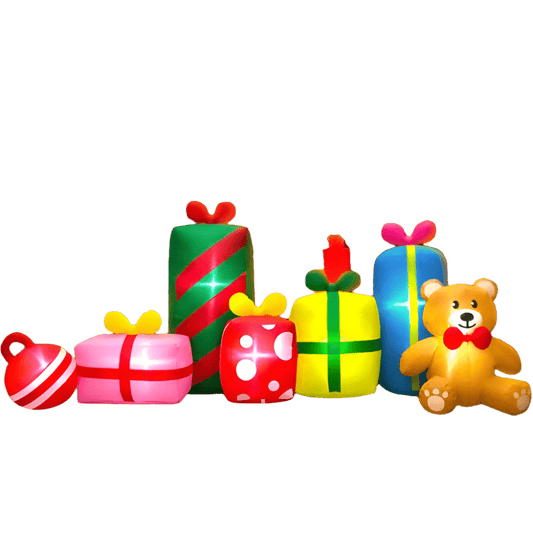 Christmas Gift Stack with Teddy Bear Inflatable - 300cm