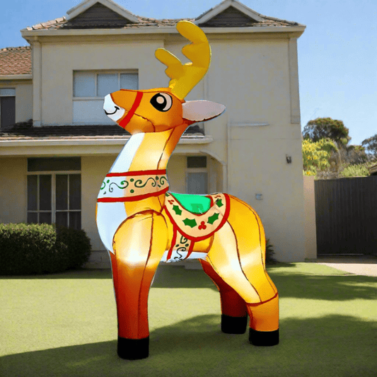 Christmas Reindeer with Festive Saddle Inflatable - 180cm