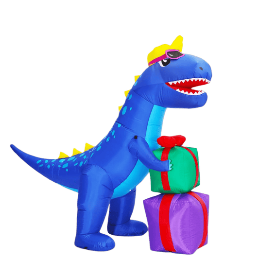 Cool Festive Blue Dino with Presents Inflatable - 150cm