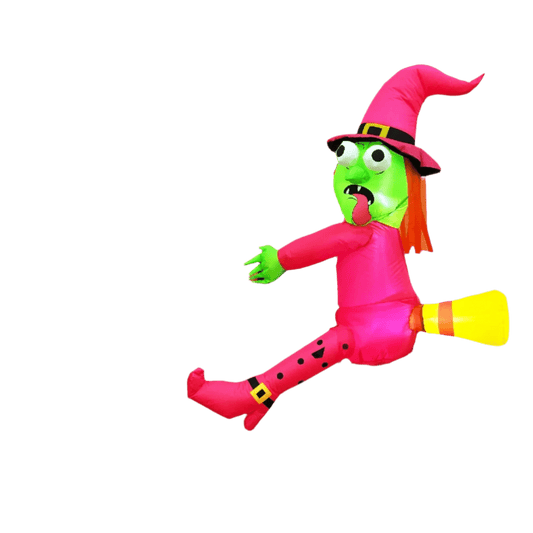 Crashing Pink Witch and Broom Inflatable - 120cm