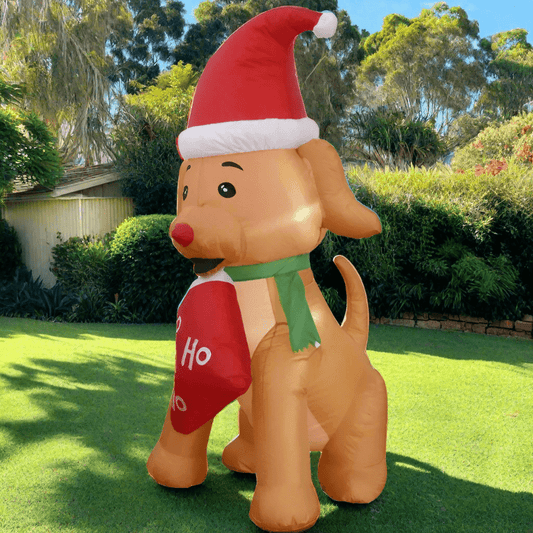 Dachshund Christmas Santa Hat Inflatable - 150cm