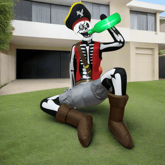 Drunk Skeleton Pirate Sitting Inflatable - 200cm