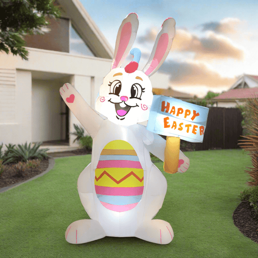 Easter Bunny Holding Happy Easter Sign Inflatable - 180cm