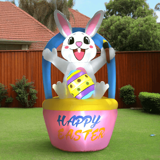 Easter Bunny in Basket with Egg Inflatable - 180cm