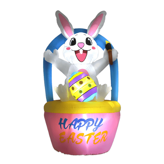 Easter Bunny in Basket with Egg Inflatable - 180cm