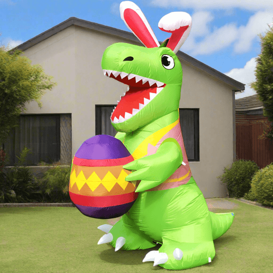 Easter Dinosaur Holding Egg Inflatable - 240cm