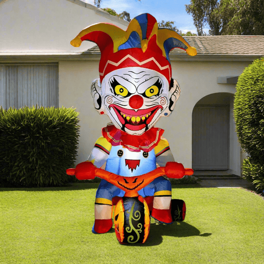 Evil Clown on Halloween Tricycle Inflatable - 120cm
