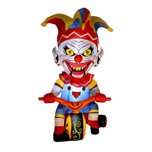 Colorful clown figurine with a jester hat on a white background