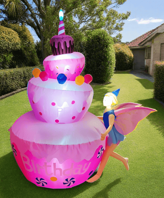 Fairy with Birthday Cake Inflatable - 180cm