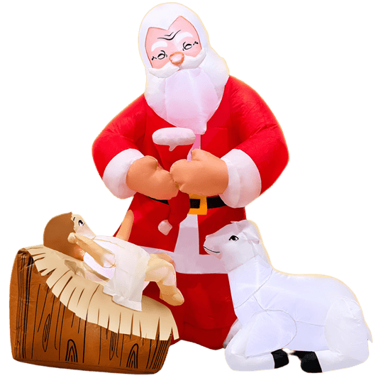 Father Christmas with Baby Jesus and Lamb Inflatable - 150cm
