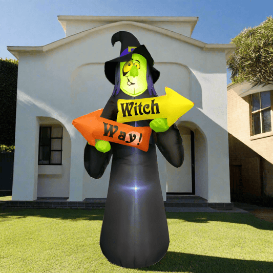 Friendly Witch Holding “Witch Way" Sign - 240cm