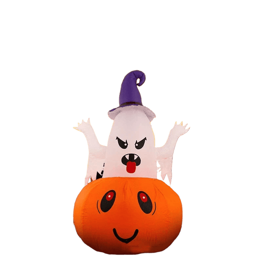 Ghost in Pumpkin with Witch Hat Inflatable - 150cm