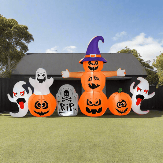 Ghosts & Pumpkins with RIP Tombstone Inflatable - 290cm
