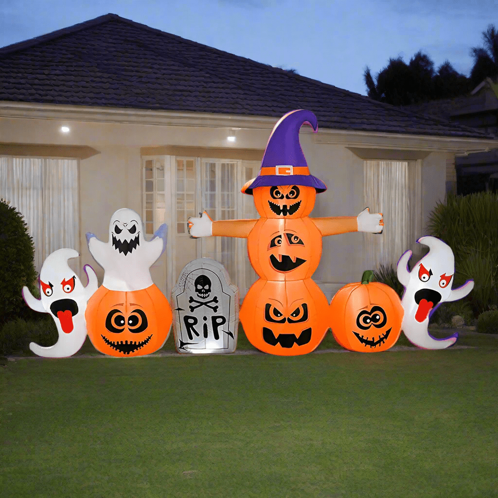 Ghosts & Pumpkins with RIP Tombstone Inflatable - 290cm
